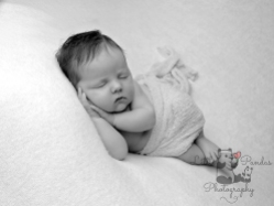 Newborn baby photography Hythe Kent black and white baby asleep side pose